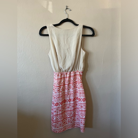 Aggie Nude Tribal Print Cowl Neck Body-con Mini Dress S - Picture 2 of 8